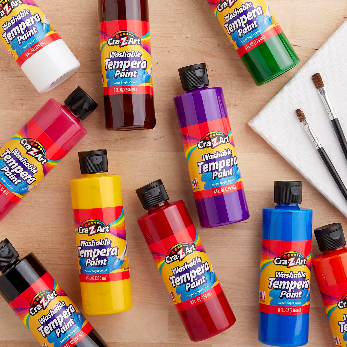 Cra-Z-Art Washable Tempera Paint in orange bottle ideal for classroom art.