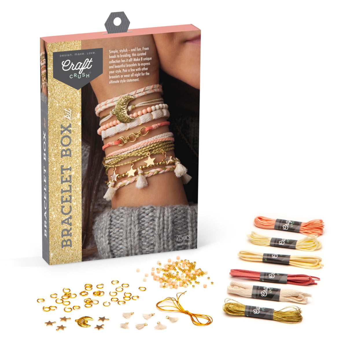 Craft Crush bracelet kit easy steps demonstrate quick, beginner-friendly jewelry making.