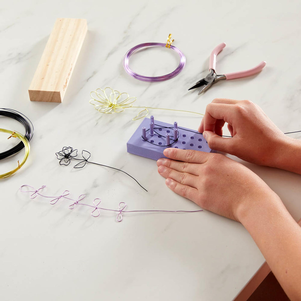 Craft Crush Wire Flowers cutter pliers included for clean wire cuts.