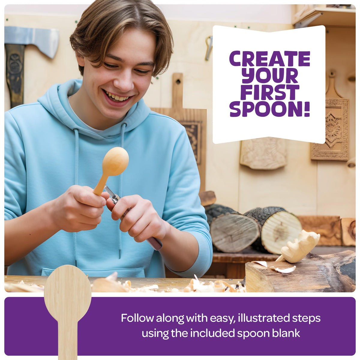 Craft Culture Wood Whittling Kit basswood blocks for easy beginner work