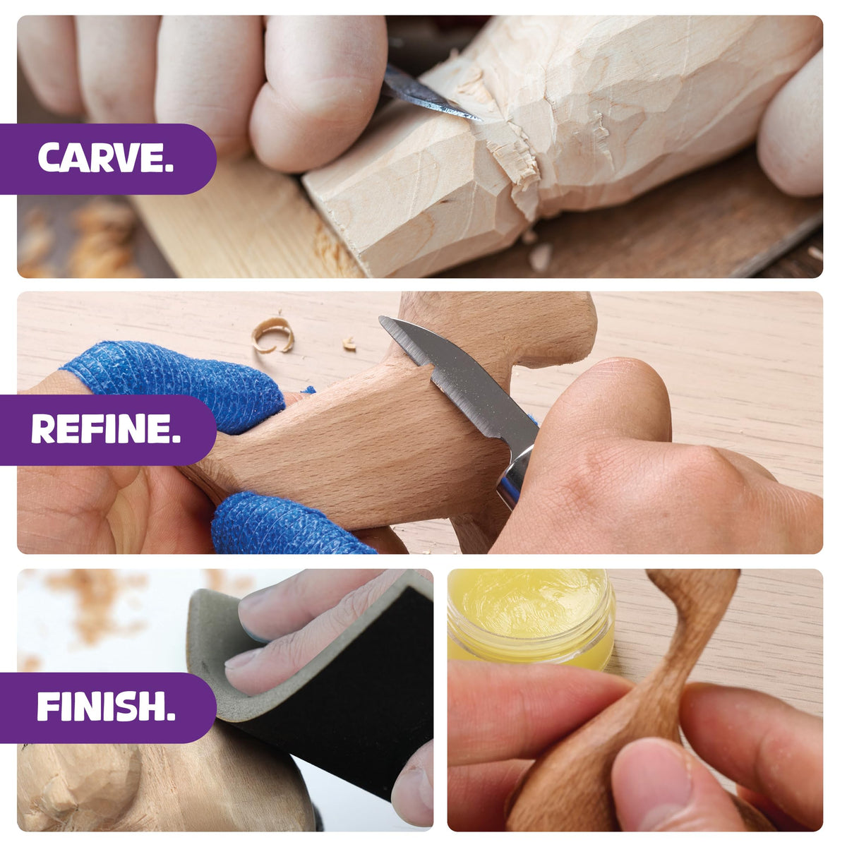 Craft Culture Wood Whittling Kit strop keeps blades sharp for finishing