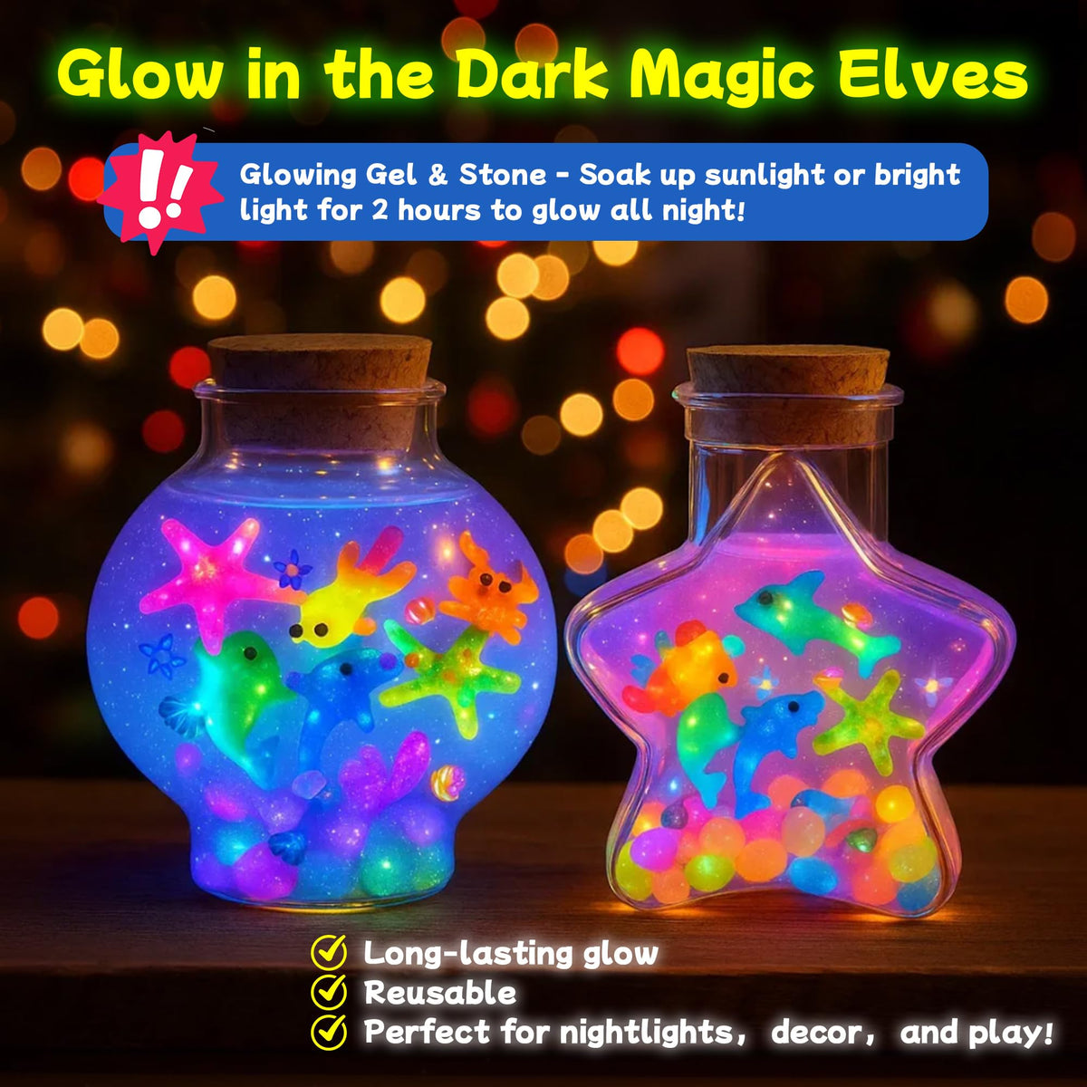 Craft Spot LED star bottle adds shimmering light to crafts.