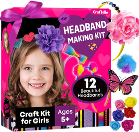 Craftelle headband making kit with 12 satin headbands for creative dress-up play.