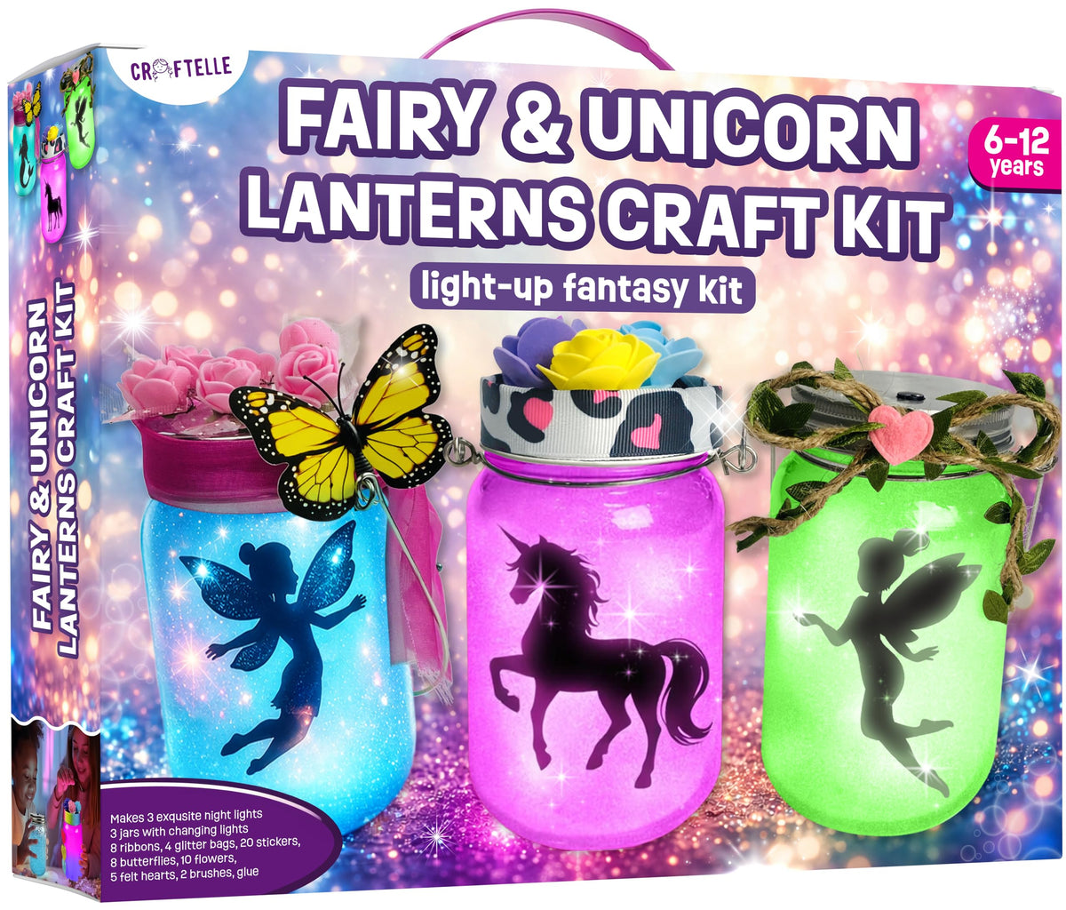 Craftelle light-up unicorn lantern kit for magical kid-friendly night light.