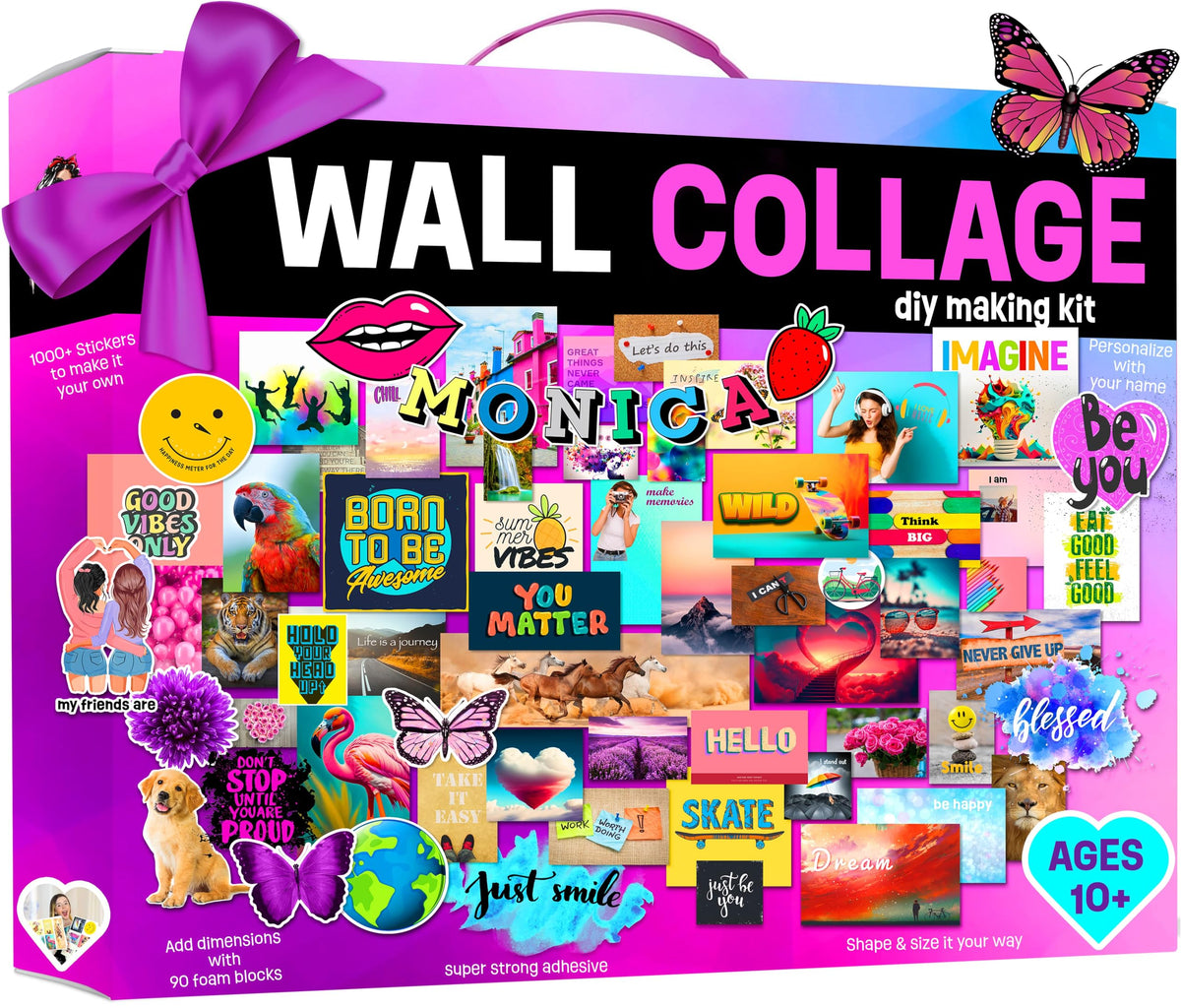 Craftelle Wall Collage Kit—teens stickers pack boosts room decor with versatile designs.