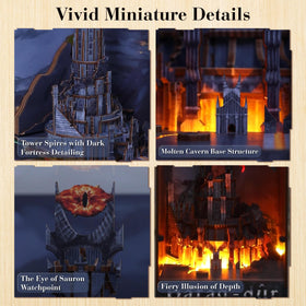 CRAFTHUB Barad-Dûr diorama parts arranged for satisfying DIY assembly