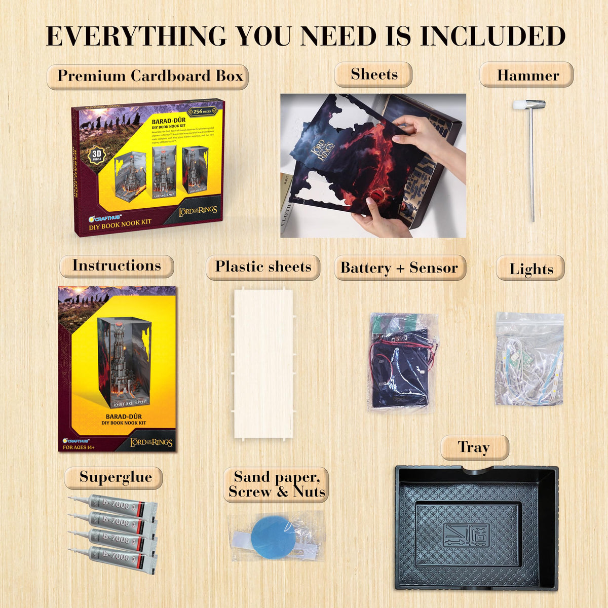 CRAFTHUB Barad-Dûr step by step guide aids easy construction