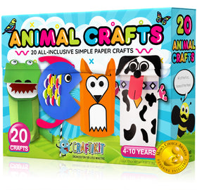 Craftikit 20-animal crafts pack focuses on animal-themed activities with color-coded organization for independent play.