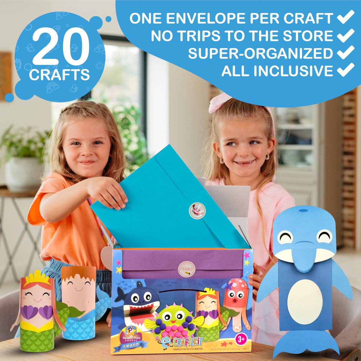 Craftikit ocean animal project for ages 4-10 with hands-on learning.