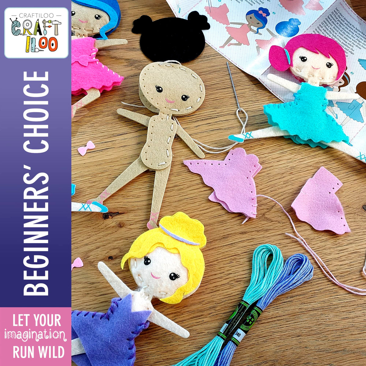 Craftiloo Group crafting time with five ballerina projects.