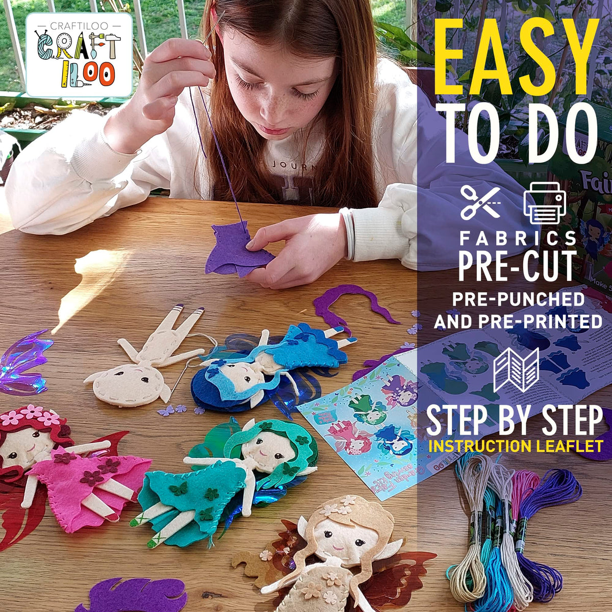 Craftiloo Illustrated guide walks kids through stitches with fun steps.