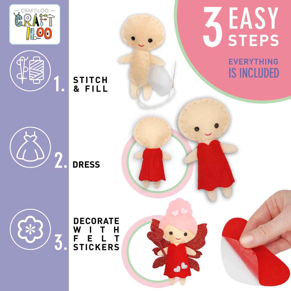 CRAFTILOO pre-cut felt pieces for beginner sewers and confident stitches