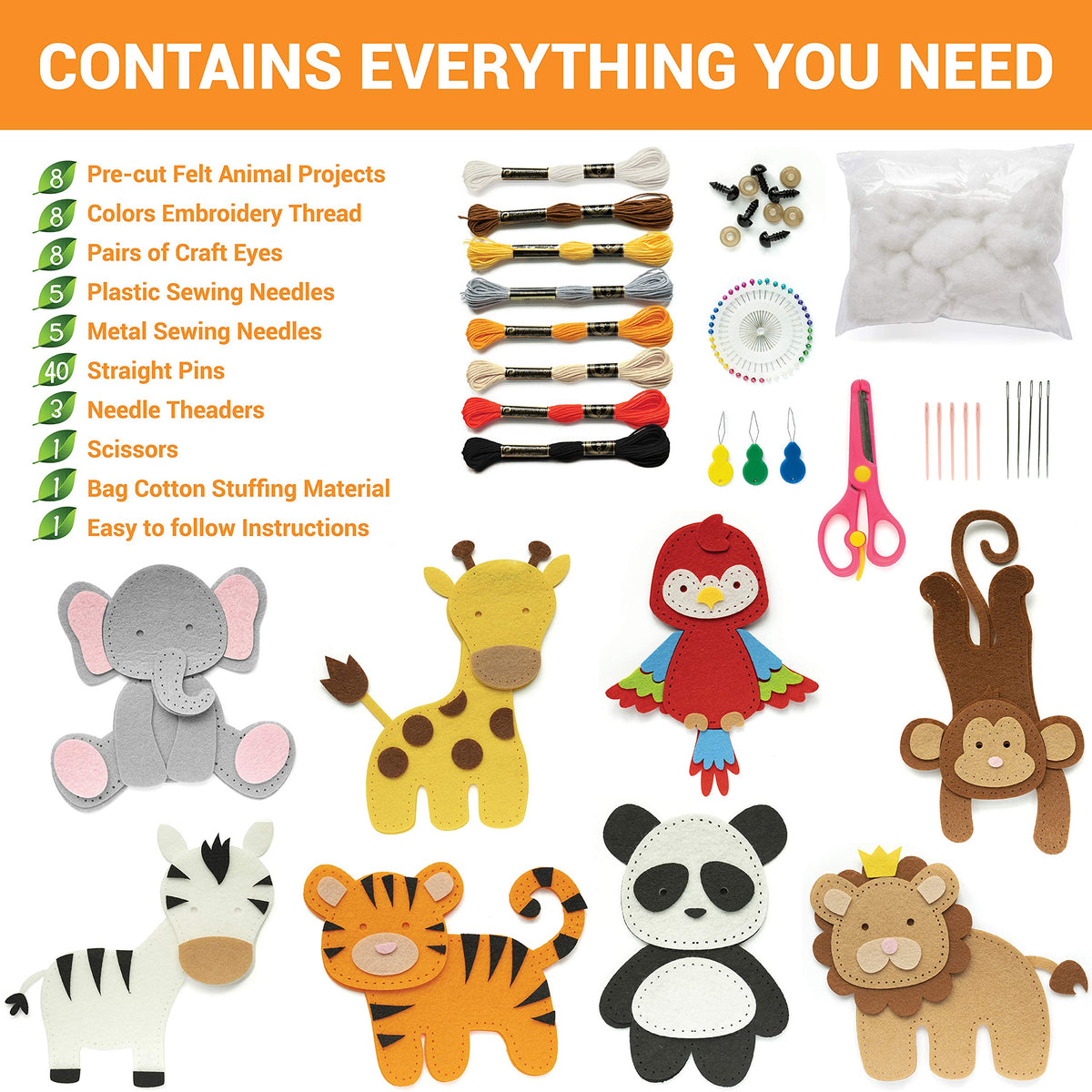 Craftorama pre-cut felt animals ready to sew for quick, neat projects.