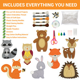 Pre-cut felt shapes from Craftorama simplify stitching for beginners and confident kids