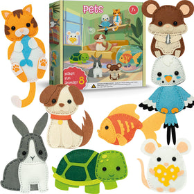 Craftorama kids sewing kit puppy project with colorful felt and thread for beginner sewing practice.
