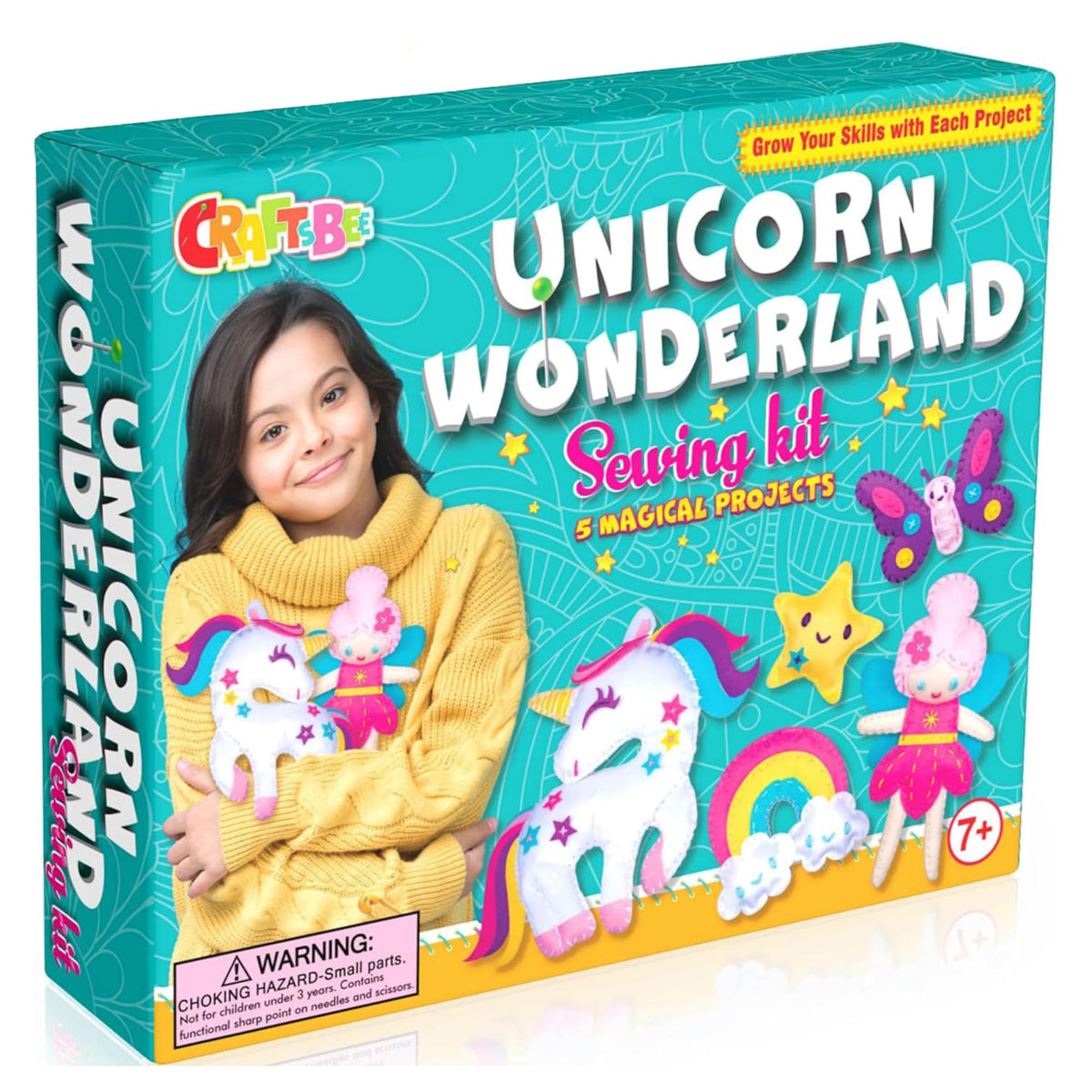 CraftsBee unicorn felt animals project layout ready for beginner crafters