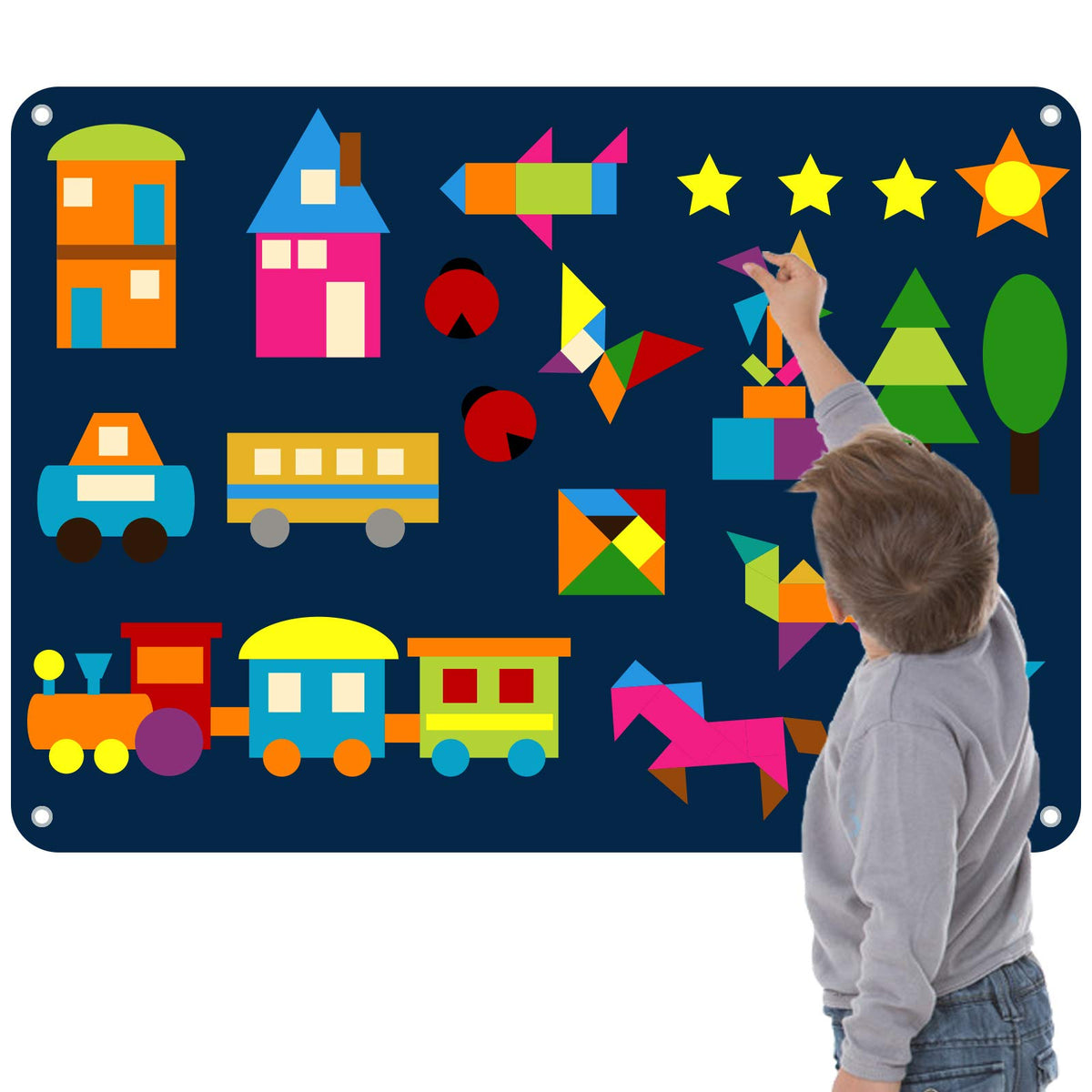 Craftstory 144 Pcs Shapes Felt-Board with colorful shapes supports early geometry exploration.
