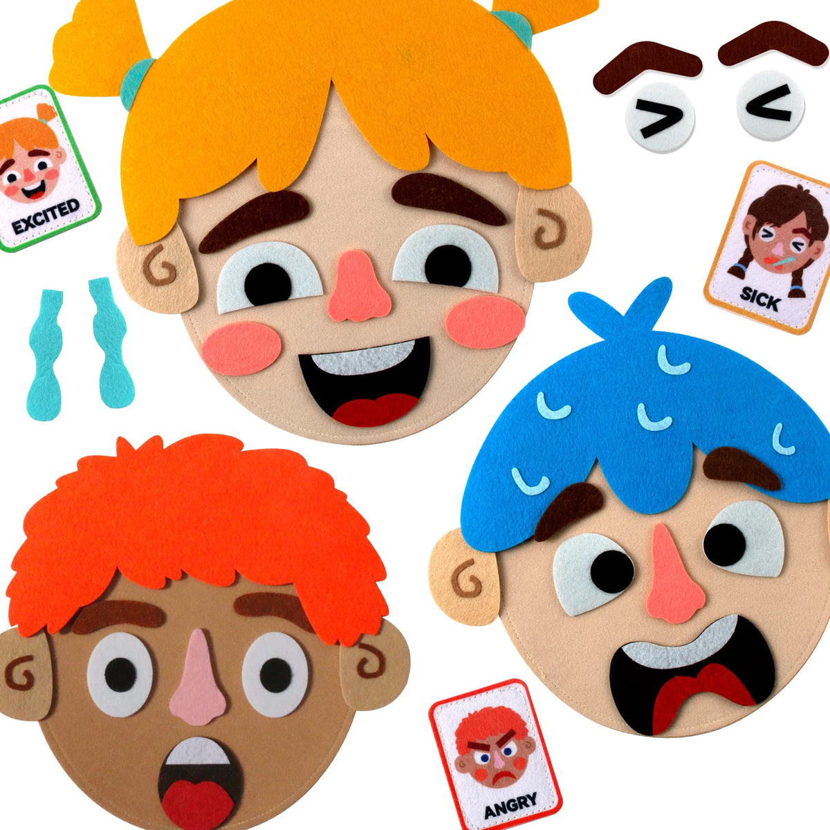 Craftstory 86-pcs SEL face boards for recognizing emotions in kids.