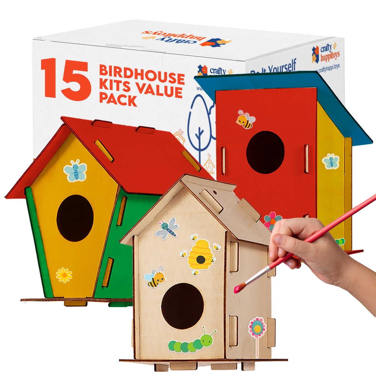 Crafty Happitooys Birdhouse Kit assembly scene for group crafts.