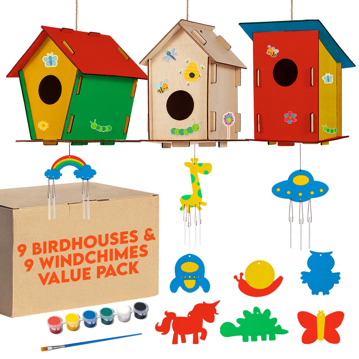 Crafty Happitooys wooden birdhouse kit for creative play and painting.