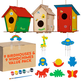 Crafty Happitooys wooden birdhouse kit for creative play and painting.