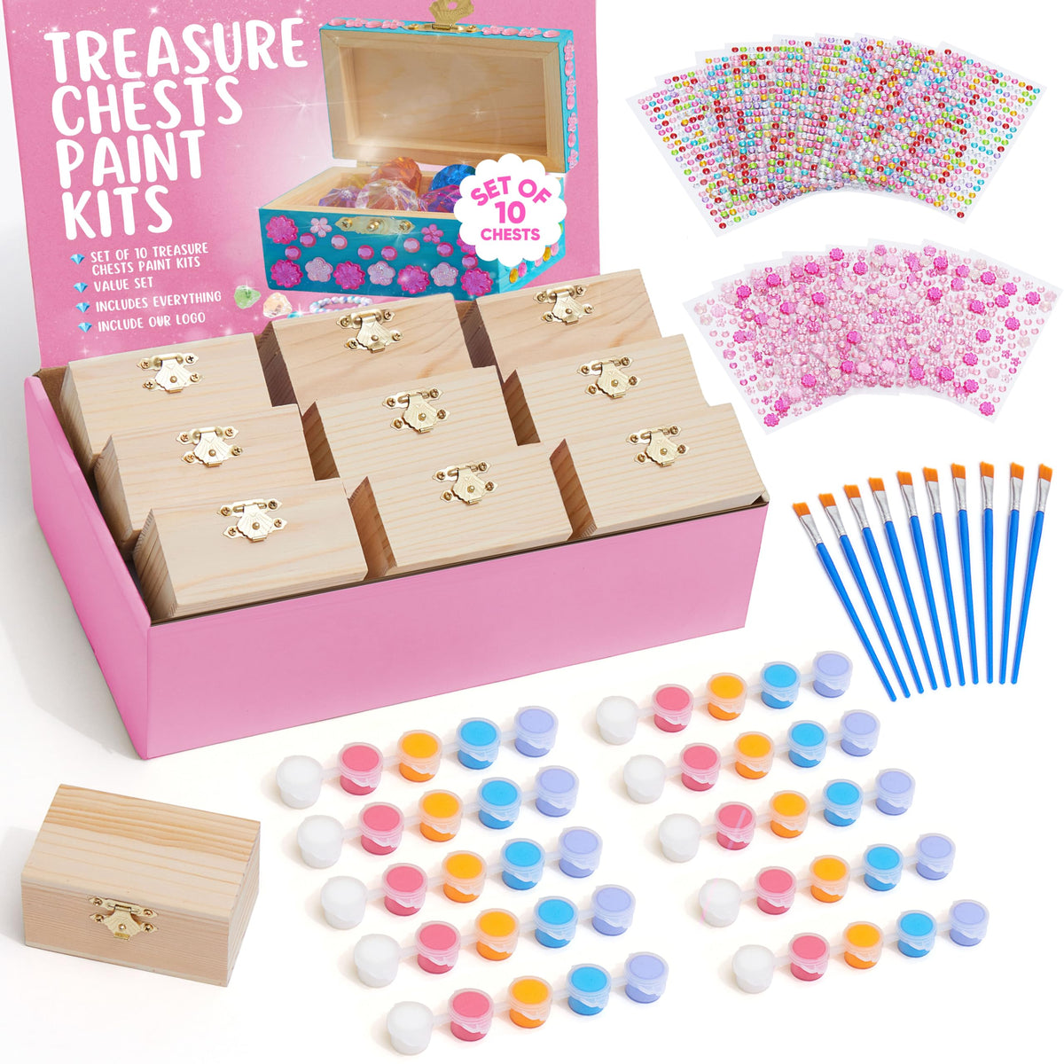 Crafty Happitooys 10-sets jewelry box painting kit engages kids in a creative painting session.