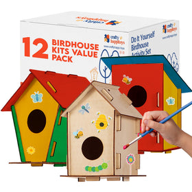 Crafty Happitooys 12-bird-house kits pack for kids to build and paint