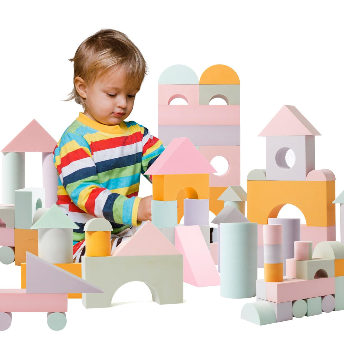 CRAFTY HAPPITOYS 34-piece foam block set for safe stacking and imaginative play