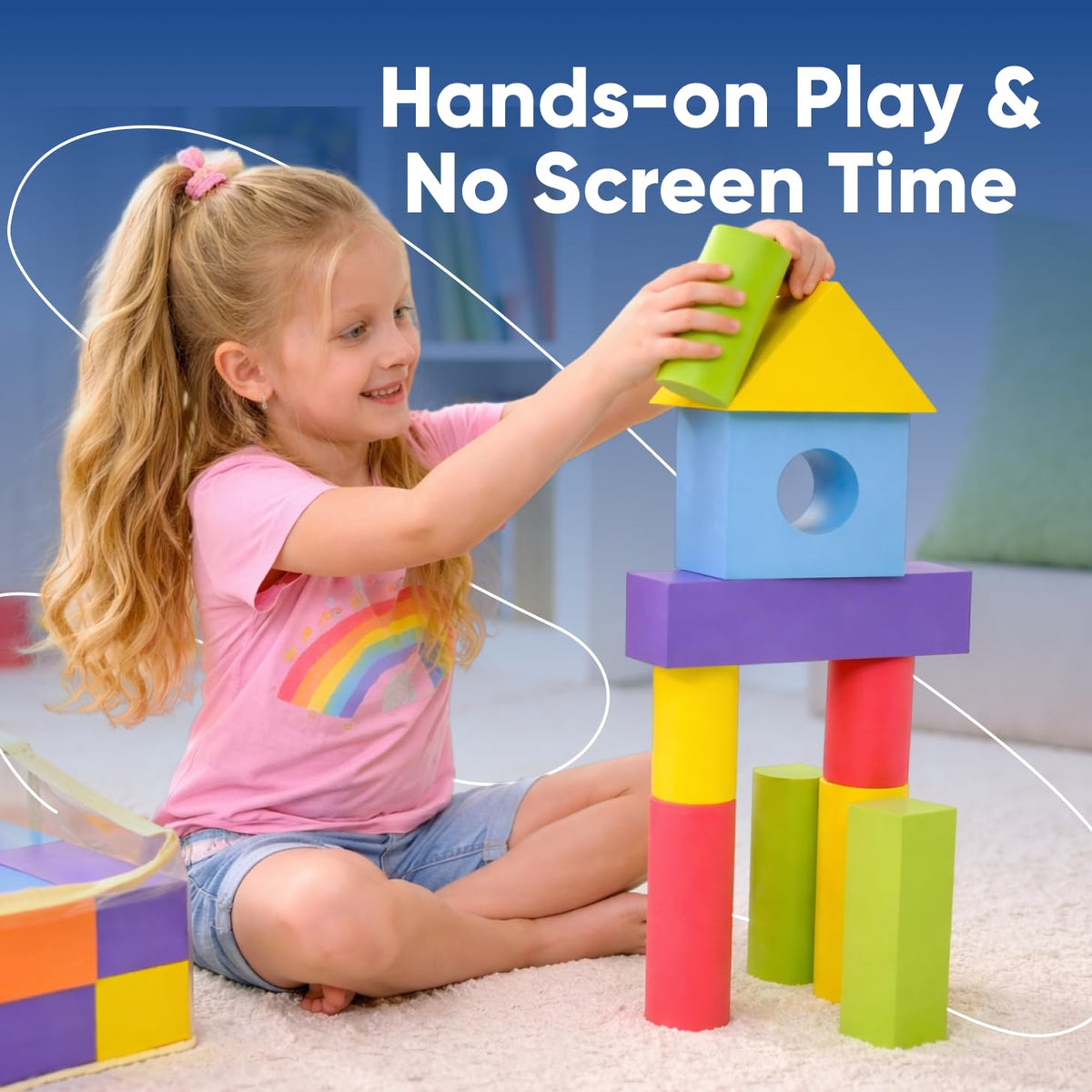 Crafty Happitoys clear storage bag keeps blocks organized