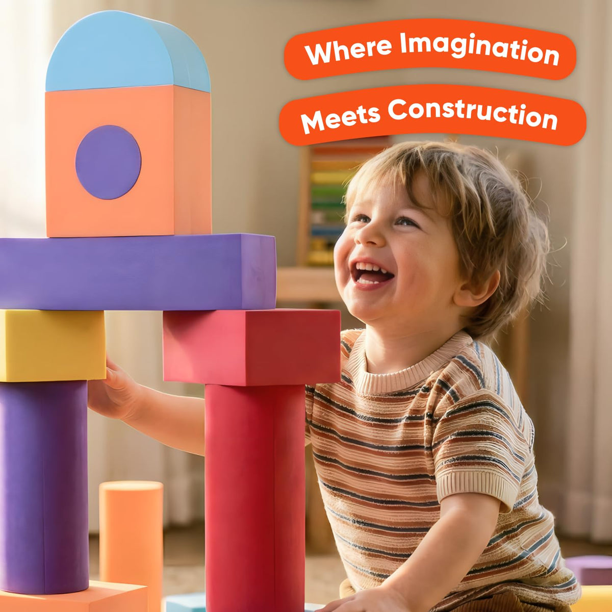 Crafty Happitoys preschool daycare block set supports cooperative play