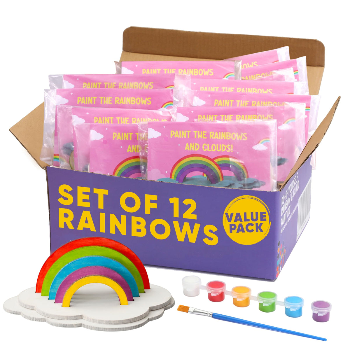 Crafty Happitoys rainbow craft kit wooden board colors ready for painting