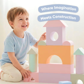 CRAFTY HAPPITOYS soft sensory blocks stimulate tactile exploration and safe messy play