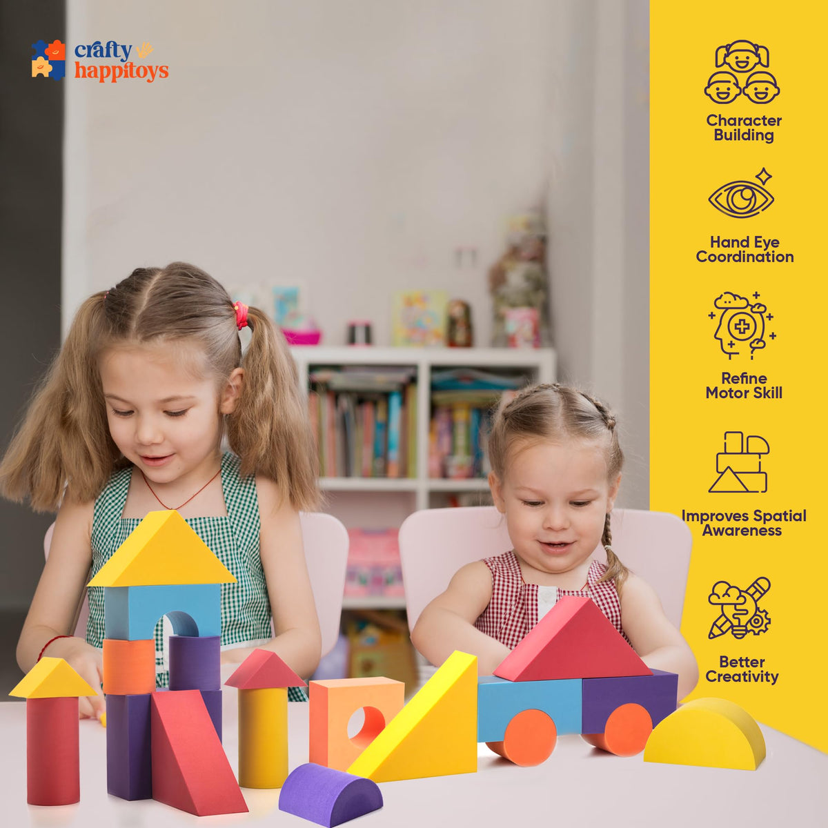 Crafty Happitoys toddler-friendly large-size foam blocks for easy grip