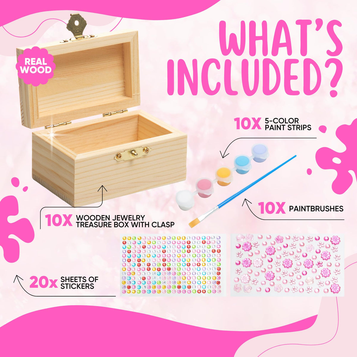 Crafty Happitooys unfinished wooden treasure box invites little artists to personalize keepsakes.