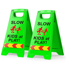 CRAGIEER Kids at Play Sign Green Double-Sided clearly marks play areas for drivers.