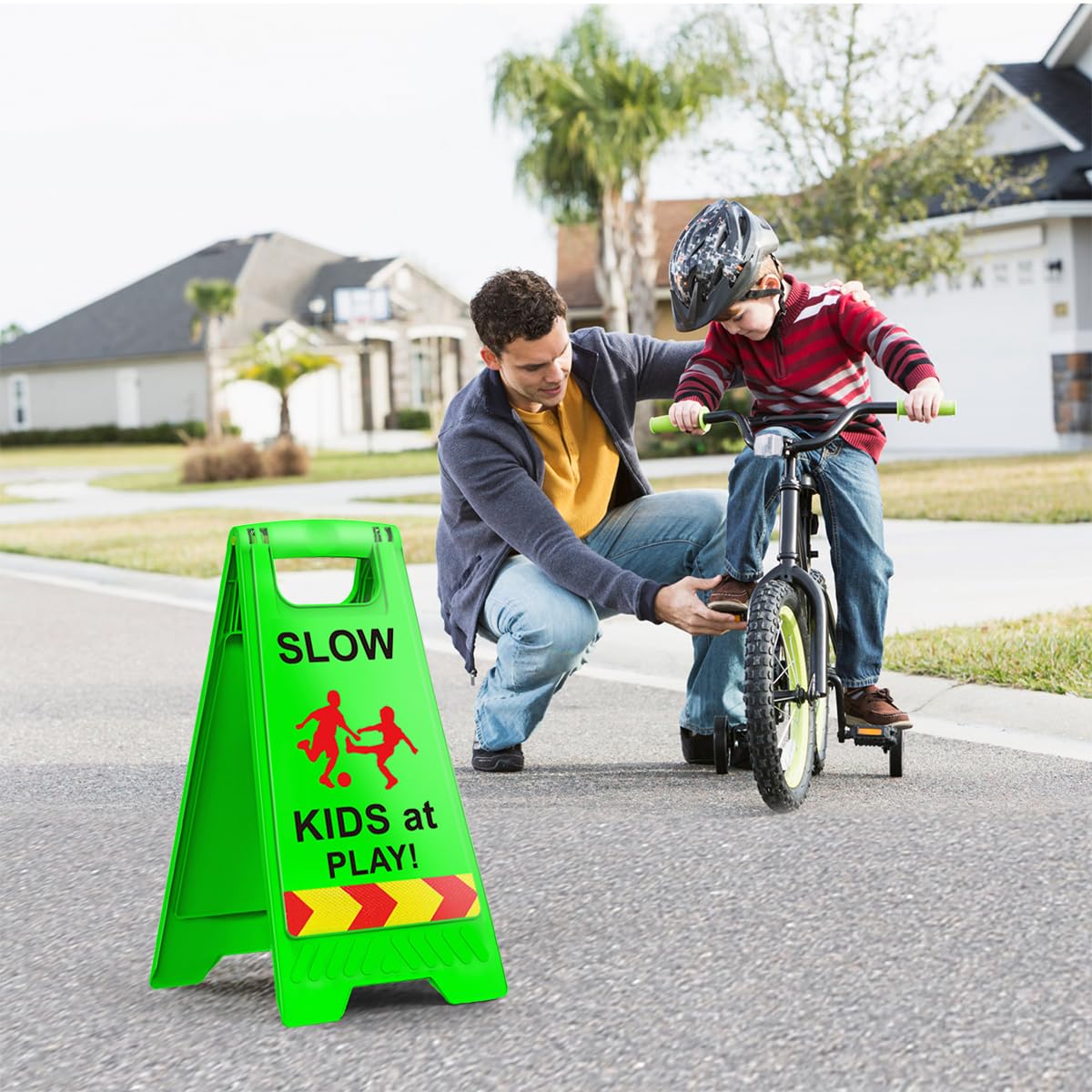 CRAGIEER Two-Pack Warning Signs with Reflective Tape boost night visibility.