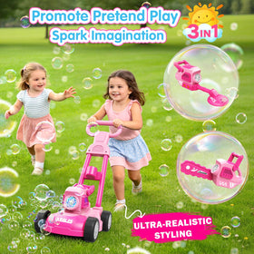 CRATIVWOOD 3-in-1 tool attachment for imaginative play with switchable mower, chainsaw, and weed trimmer.