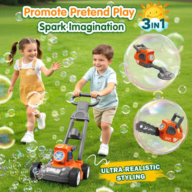 CRATIVWOOD bubble lawn mower handle attachable for easy 3-in-1 conversion