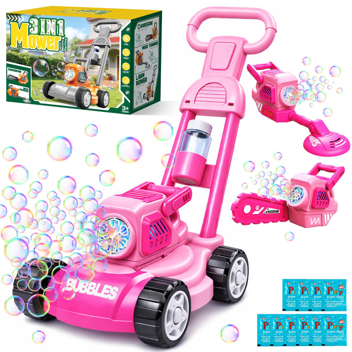 CRATIVWOOD Bubble Lawn Mower main body ready for endless bubbles and outdoor play.