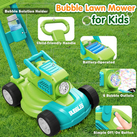 CRATIVWOOD child-outdoor-play captures active movement as they push the mower across the yard.