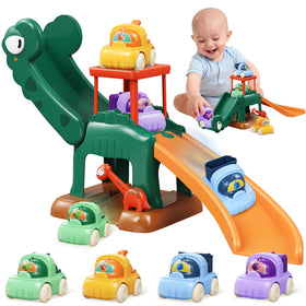CRATIVWOOD dinosaur car ramp slide easy assembly for quick playtime