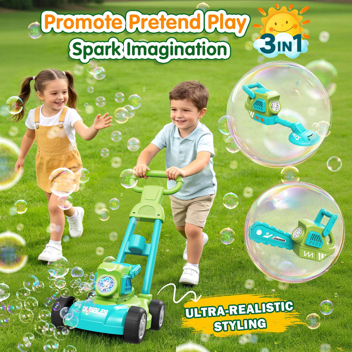 CRATIVWOOD interchangeable handles shown attached for dynamic 3-in-1 pretend tool play.