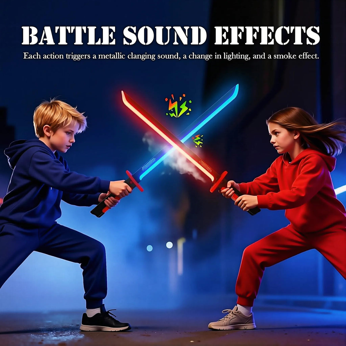 Cravonel saber includes sound effects and impact sensing for realistic swings.
