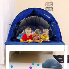 CRAWLBO easy-setup twin tent designed to fit most beds for versatile use