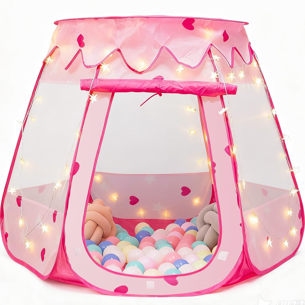Crayline Pop Up Princess Tent in pink, quick setup for imaginative play.