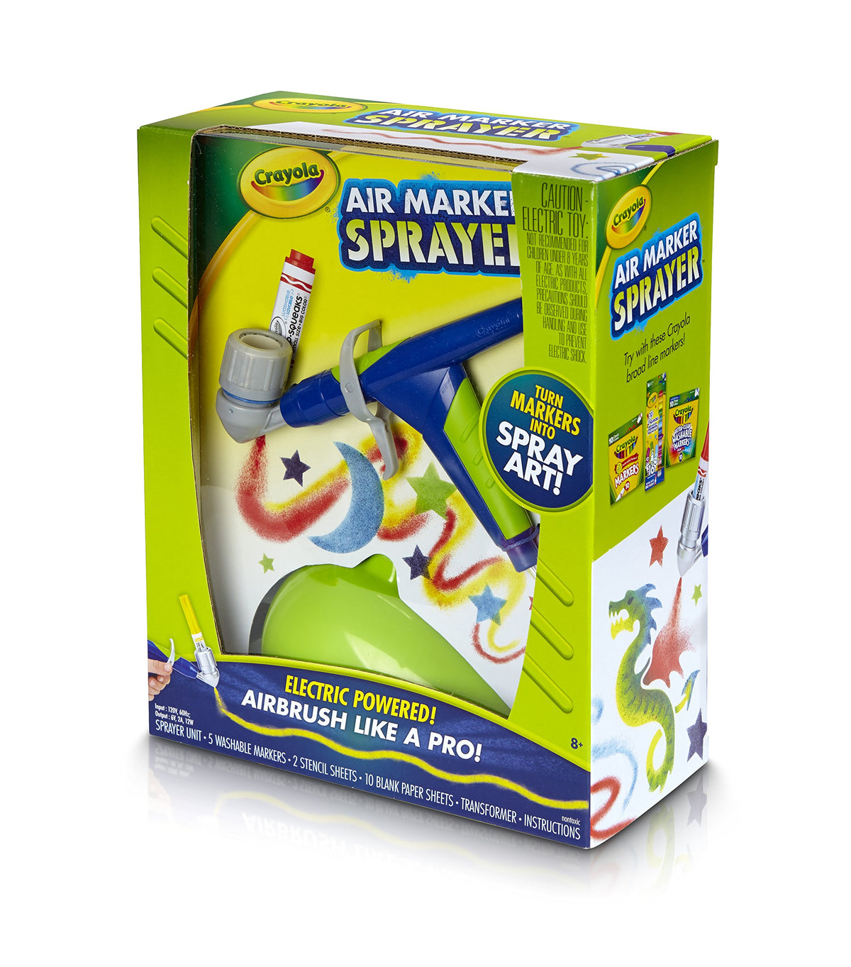 Crayola Air Marker Sprayer with included stencils sparks themed designs