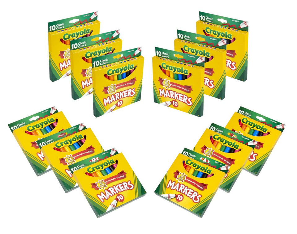 Crayola broad line markers 12-pack with color assortment for classroom use
