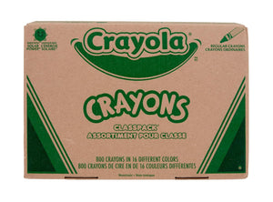 Crayola Classpack 800 crayons in 16 colors neatly organized for quick color selection.