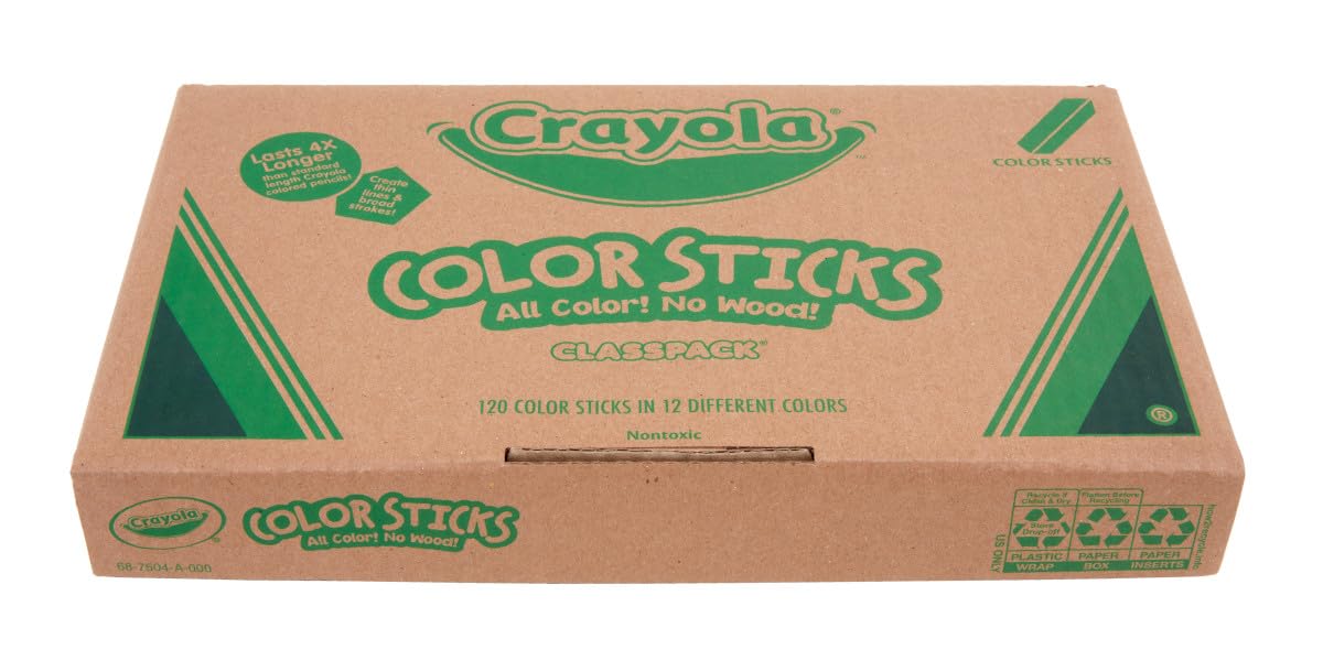 Crayola Color Sticks non-toxic colors safe for kids and adults in learning environments.