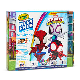 Tri-fold Spidey cityscape background for interactive coloring and storytelling